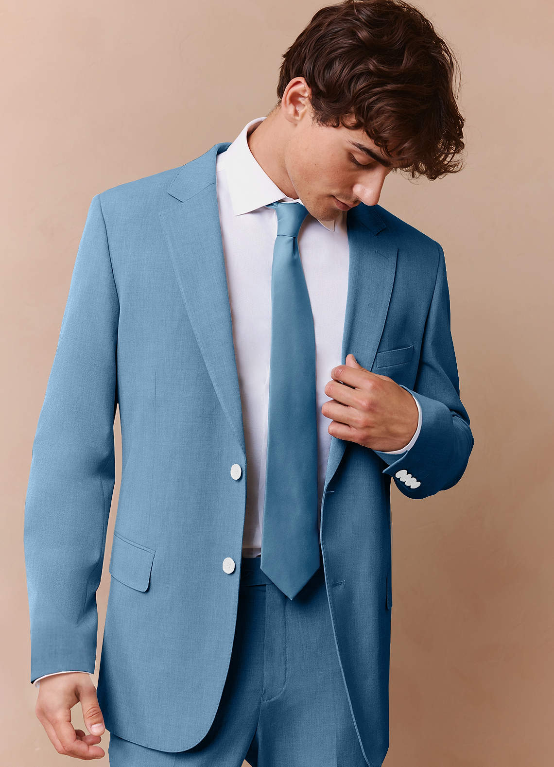 front James Steel Blue Structured Stretch Suit