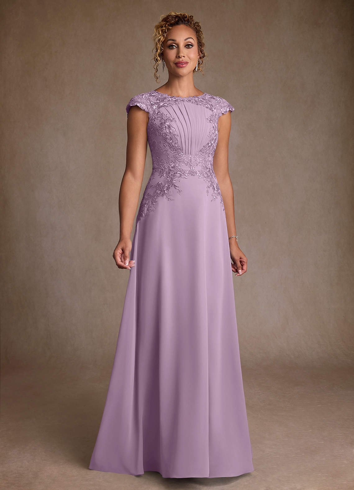 Azazie Christi Mother of the Bride Dresses Wisteria A-Line Lace Chiffon Dress image1