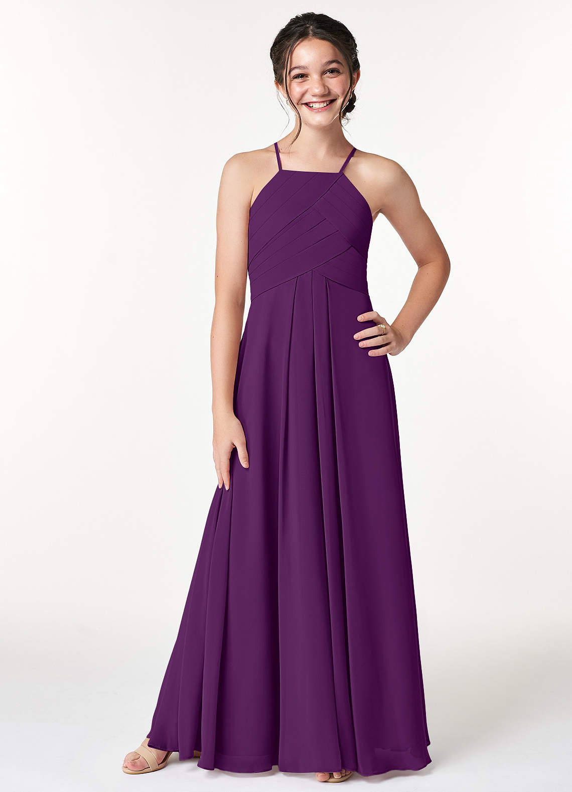 Azazie Ginger Junior Bridesmaid Dress in Grape | Azazie