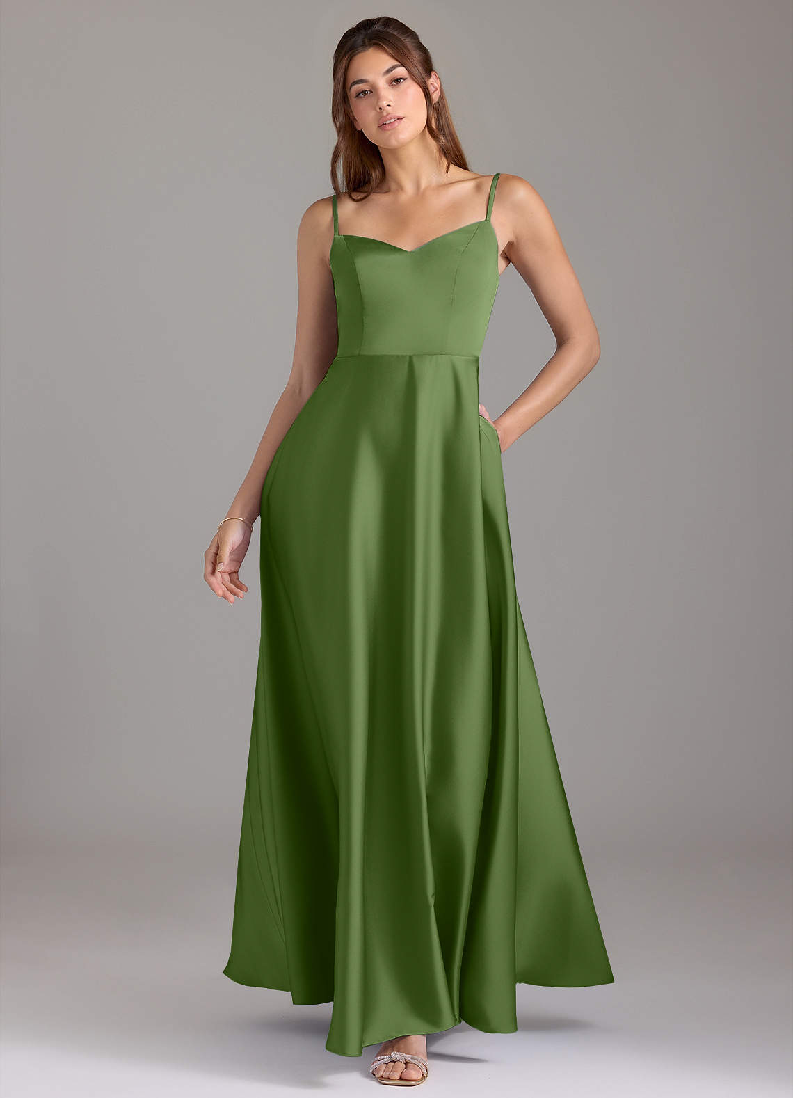 Azazie Marley Bridesmaid Dresses Juniper A-Line Off the Shoulder Stretch Satin Convertible Dress image1