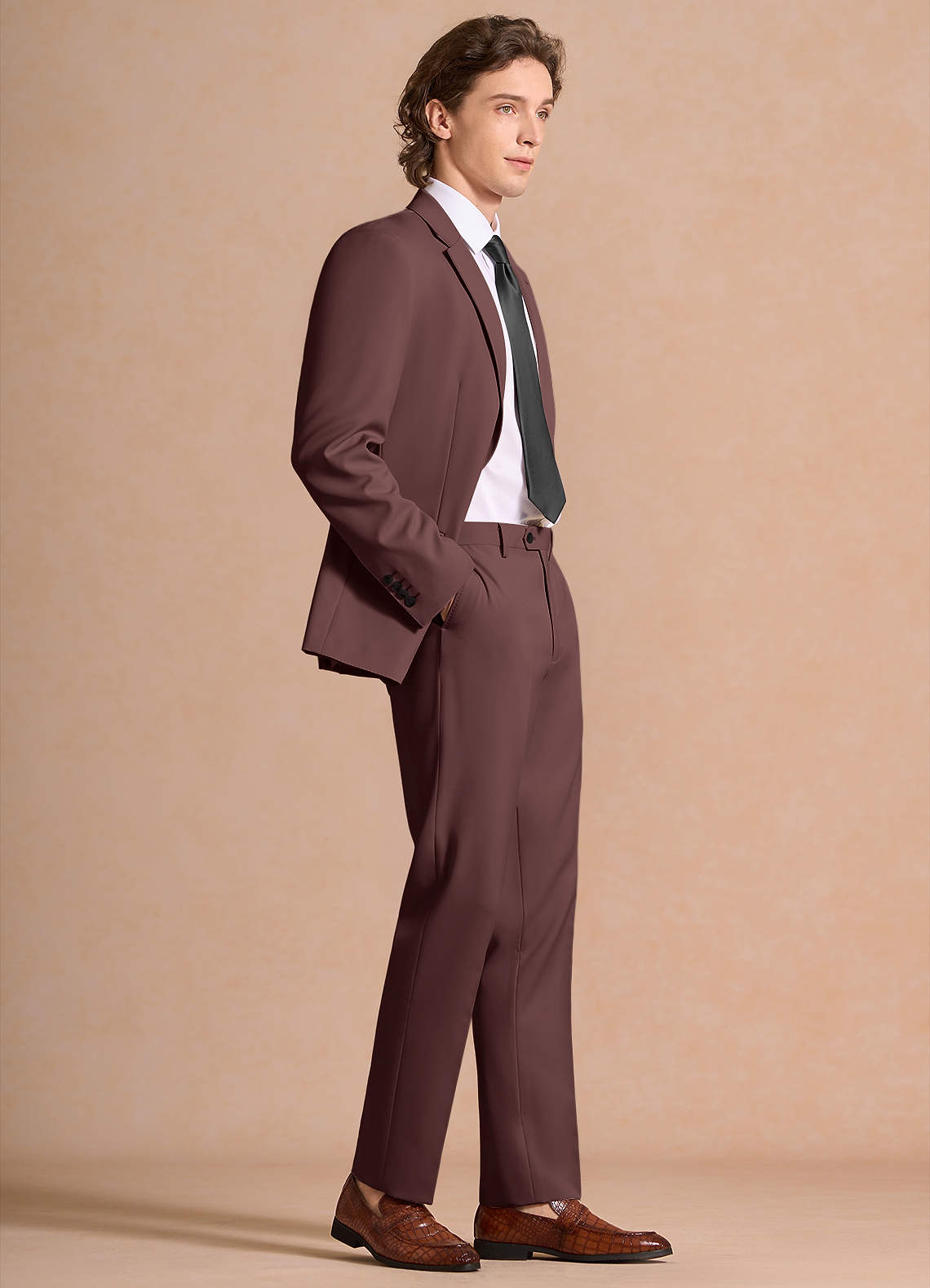 front James Espresso Structured Stretch Suit