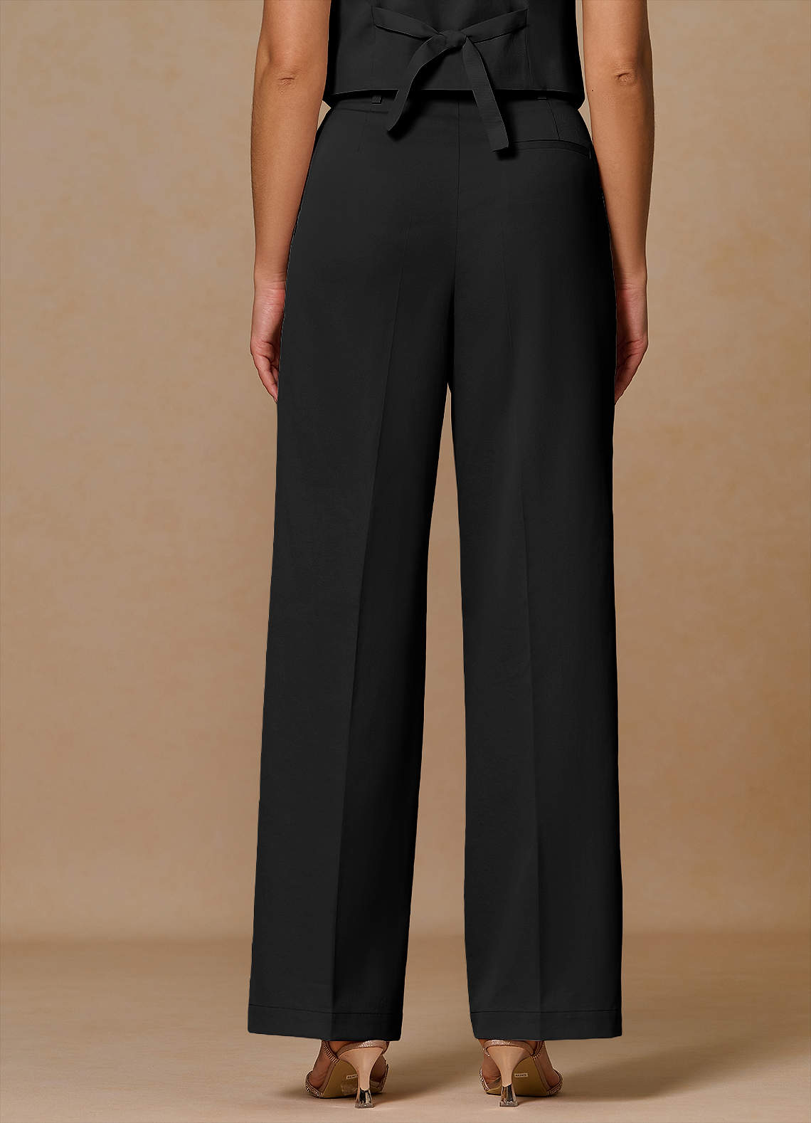 front Margaret Black Cotton Linen Blend Pants