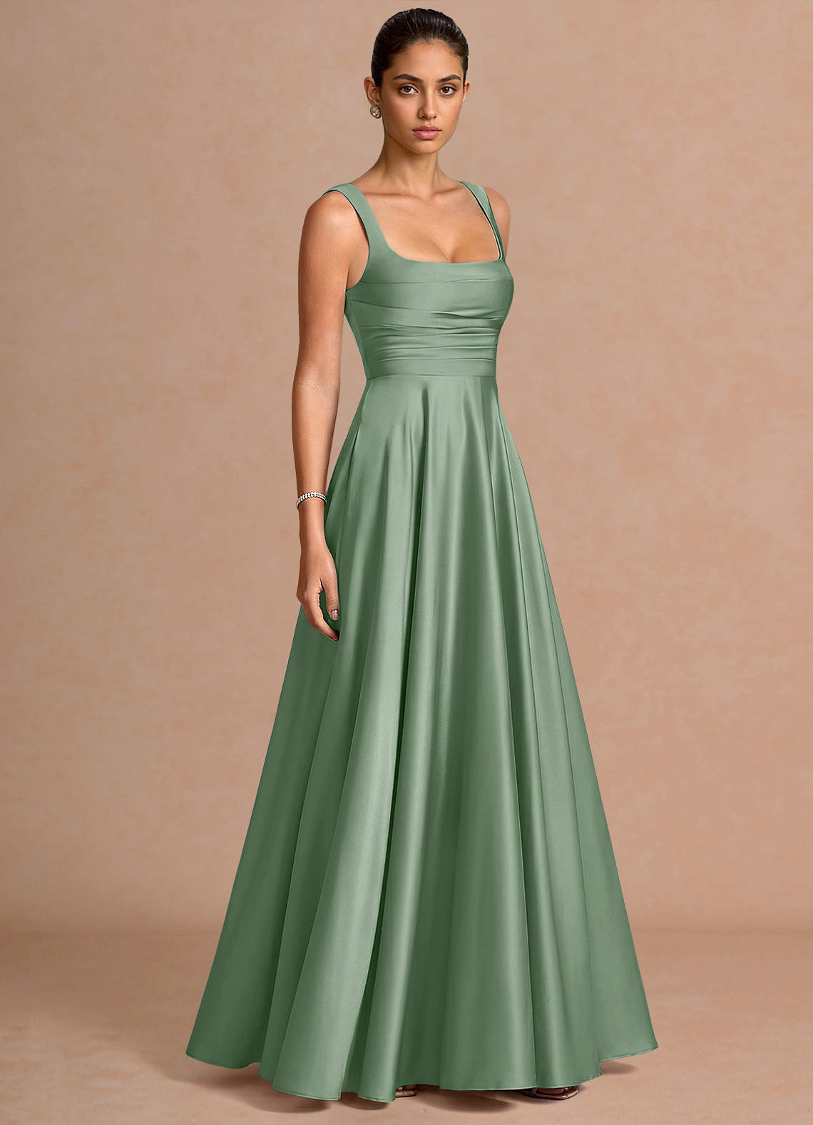 aloe maxi dress Azazie Maxi Floor-Length Dresses A-Line Wedding Guest Formal Semi-Formal Black Tie Dresses Square Aloe Green