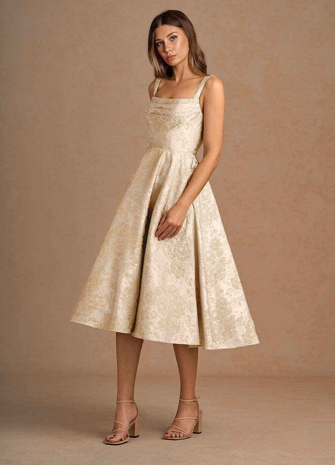Melusine Vintage Champagne Midi Dress | Azazie