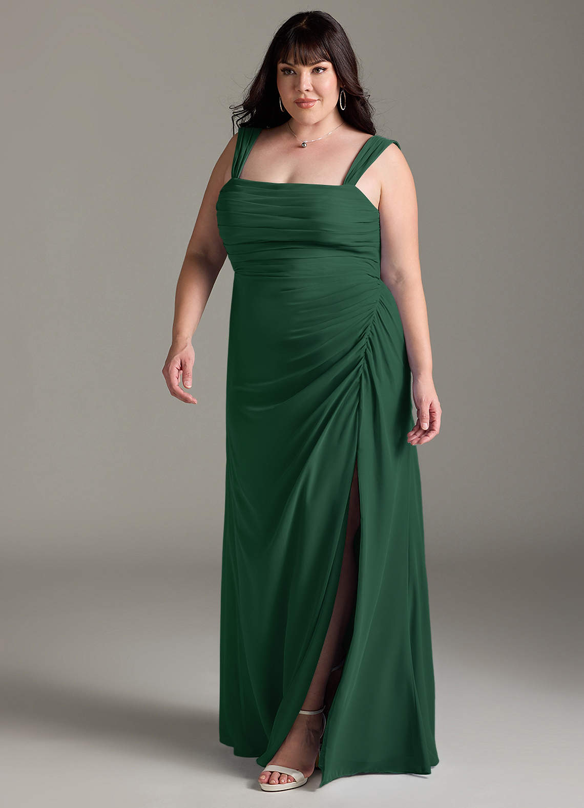 Azazie Jesaphine Bridesmaid Dresses Dark Green Sheath Bow Chiffon Dress image11