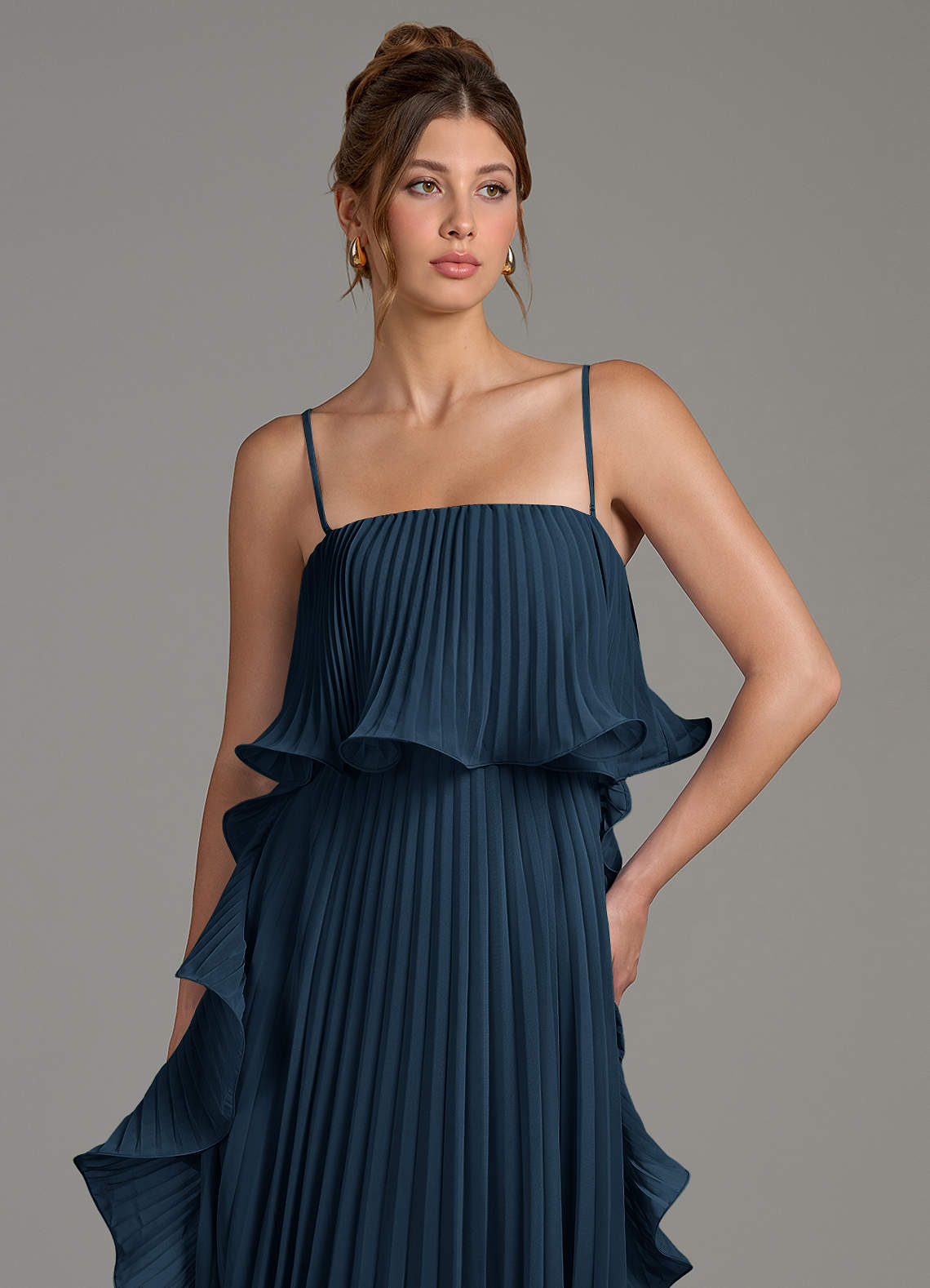 alexia junior bridesmaid dresses Azazie Dark Navy Chiffon rose gold junior bridesmaid dresses