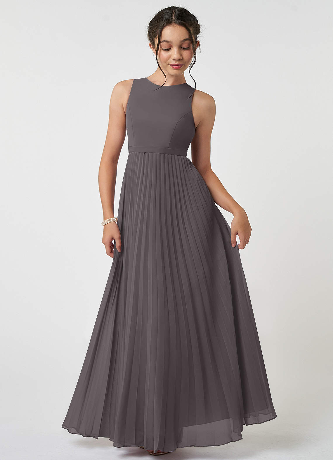 Steel Grey Azazie Lindie JBD Junior Bridesmaid Dresses Azazie