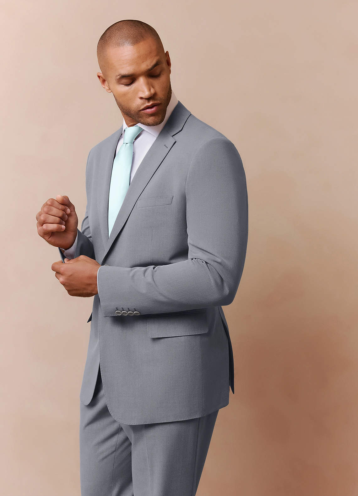 front Savile Grey Wool Blend Suit Jacket