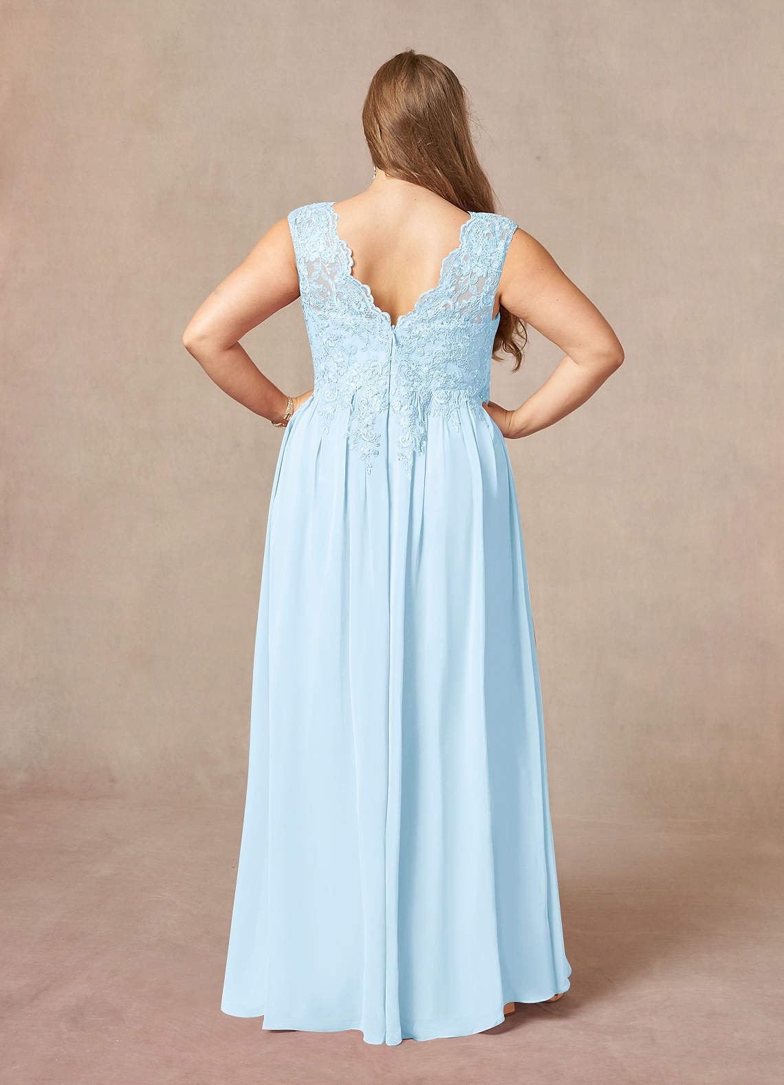 Azazie Amethyst Sky Blue A-Line V-Neck Sequins Chiffon Dress | Azazie