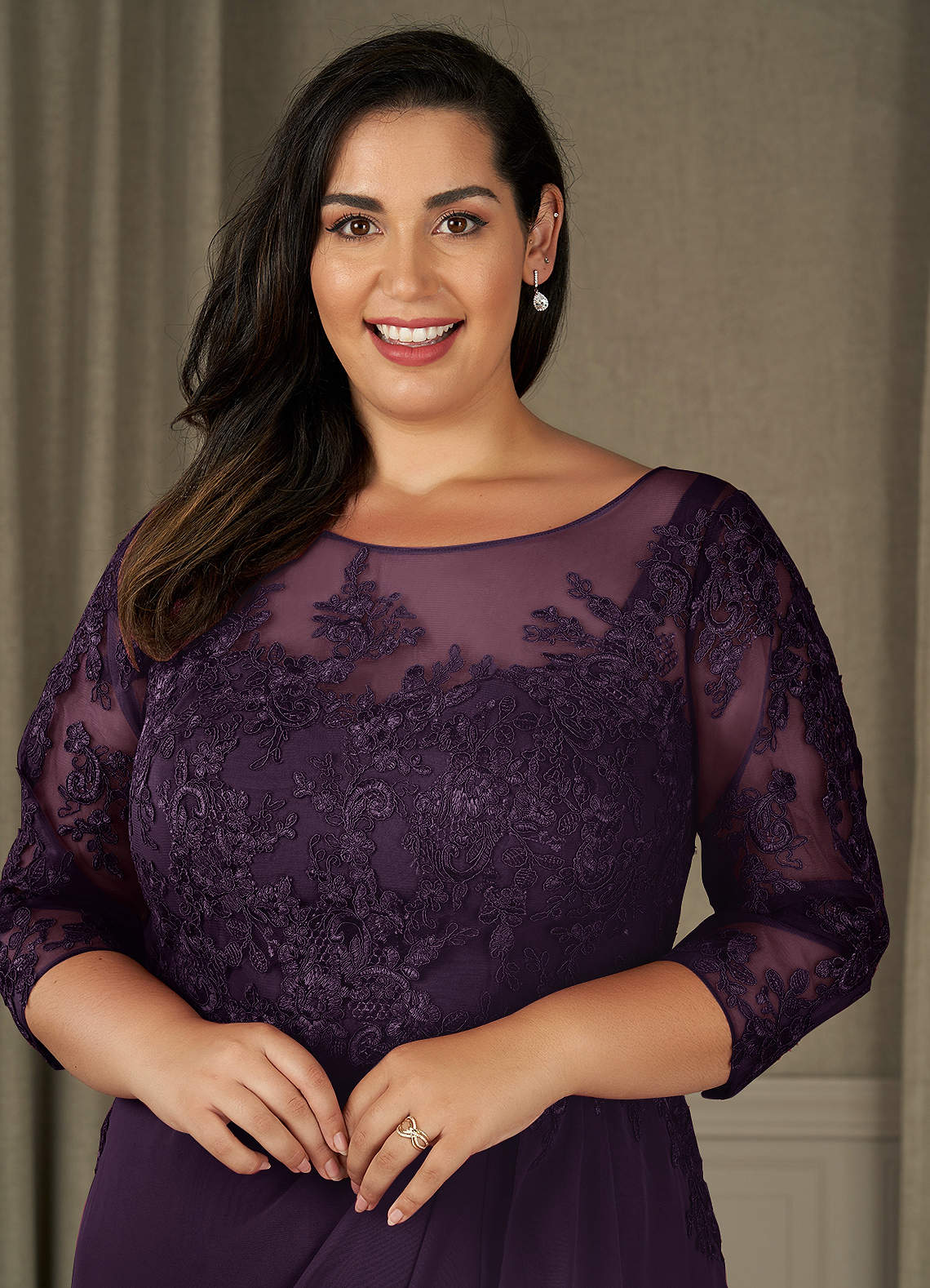 Azazie A-Line/Princess Illusion Floor-Length Lace Mother of the Bride or Groom Dresses - Plum Azazie A-Line/Princess Illusion Floor-Length Lace Mother of the Bride or Groom Dresses - Plum