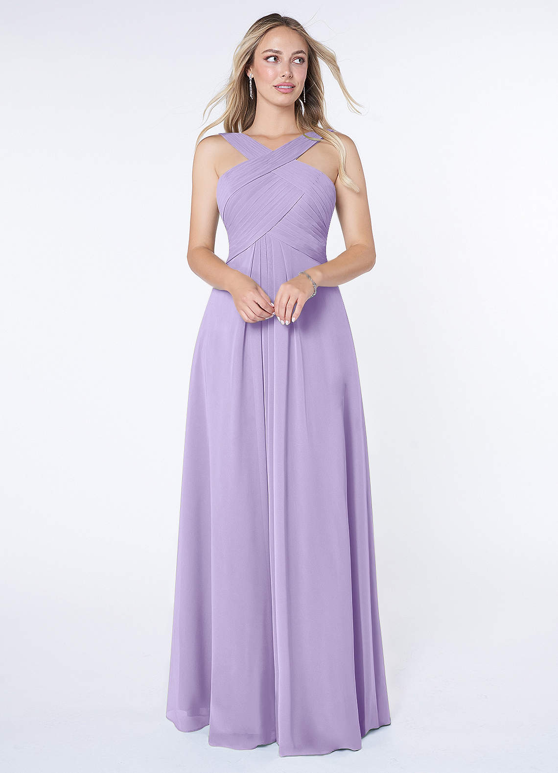 Azazie Kaleigh Abiti da Damigella Abito A-Line in Chiffon Plissettato Lilla image1