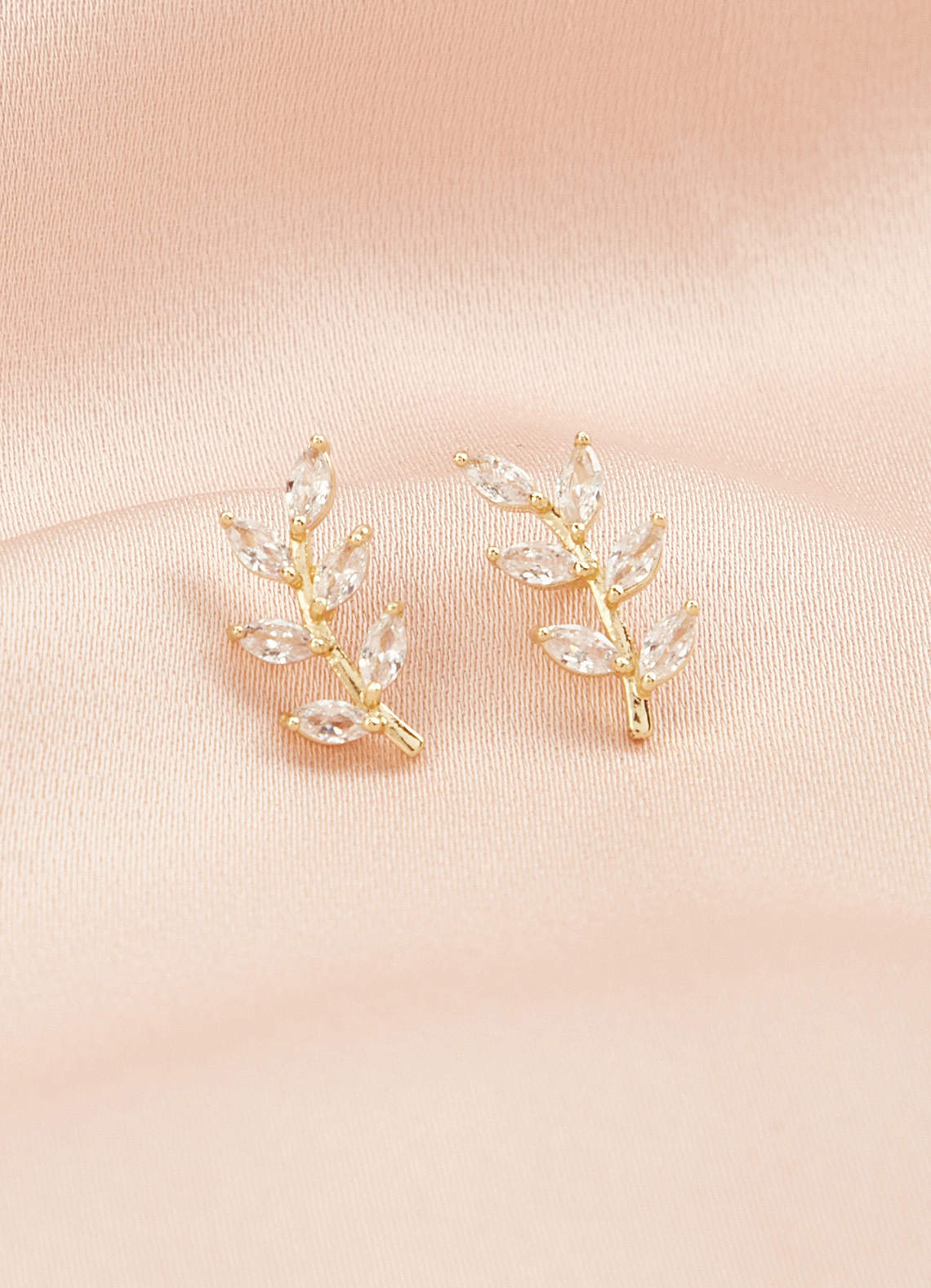 front Zircon Leaf Shaped Earrings