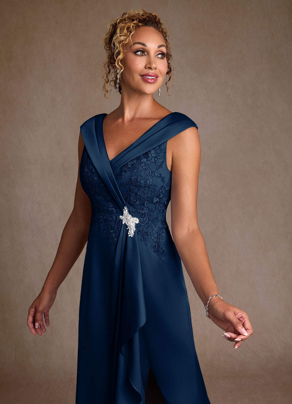 Azazie Santa Monica Dark Navy A-Line Lace Dress | Azazie