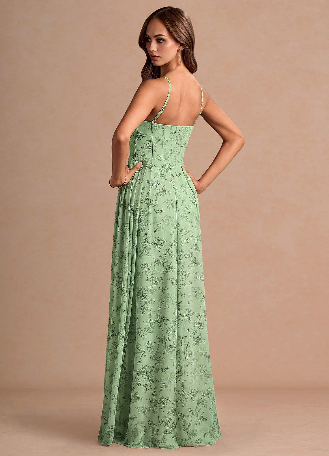 azazie green floral dress Florisca Fern Maxi Ready to Ship 2 in 1 Dresses