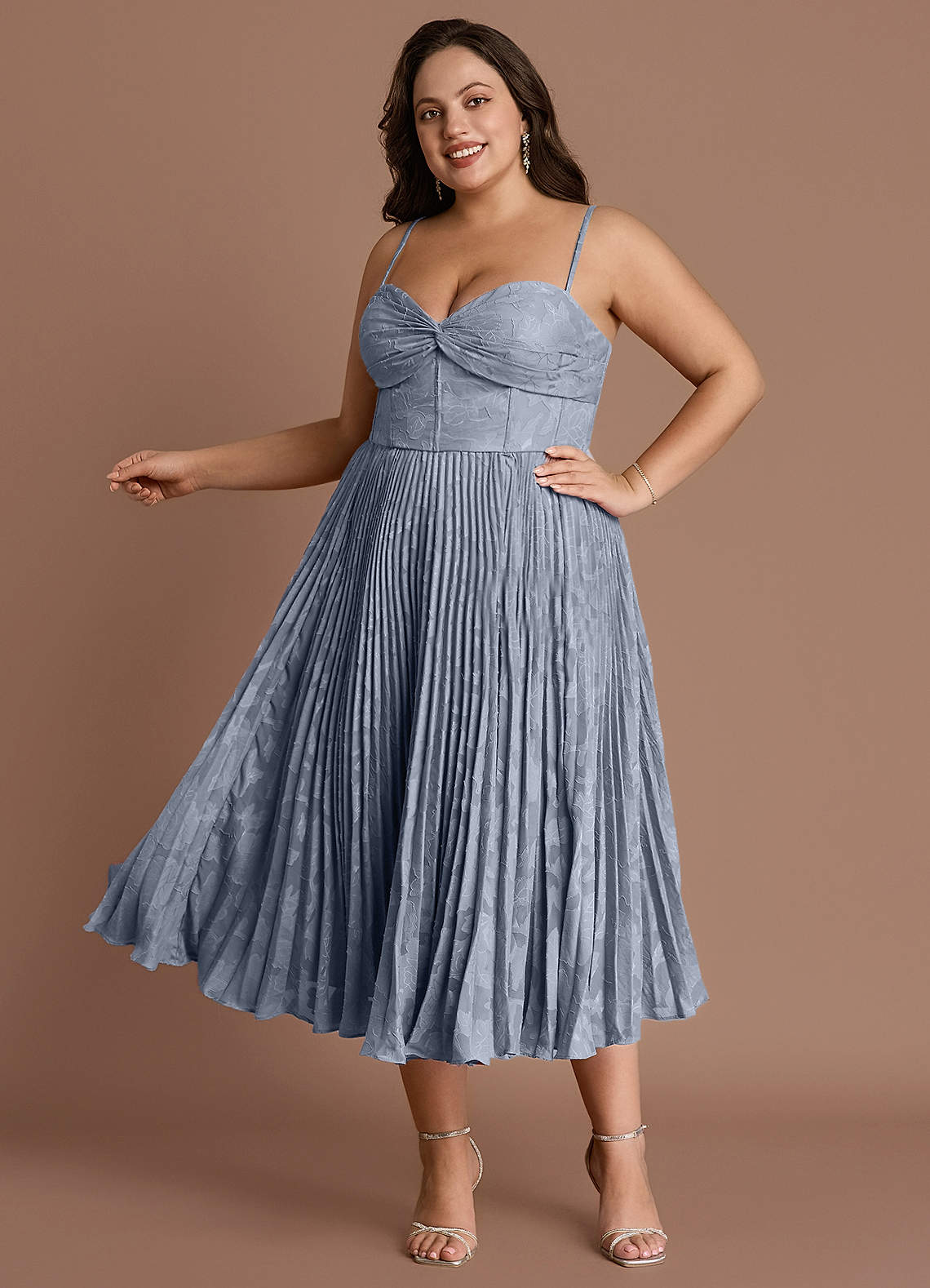 Annie Powder Blue Pleated Midi Dress image1