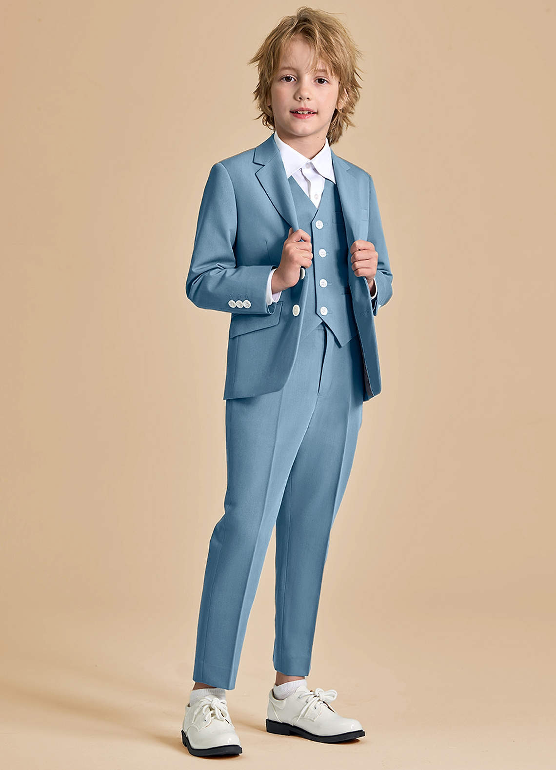 front Oliver Boys Light Blue 3-Piece Suit