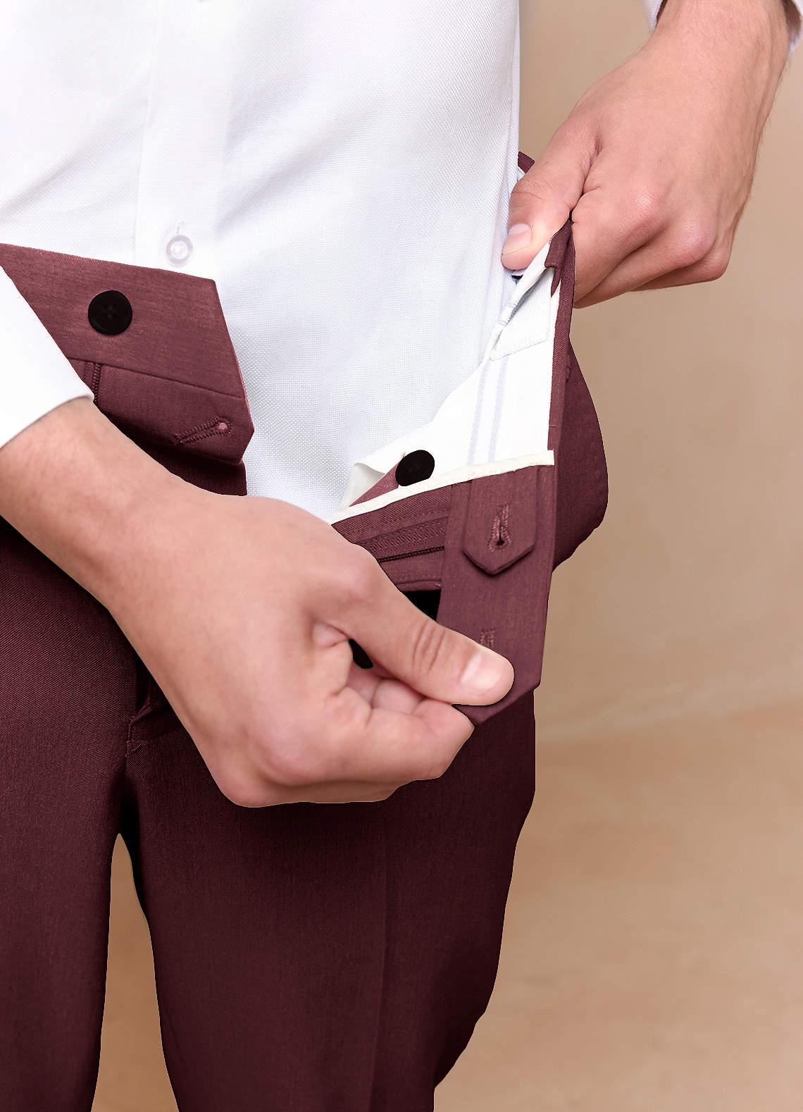 front James Cabernet Structured Stretch Dress Pants