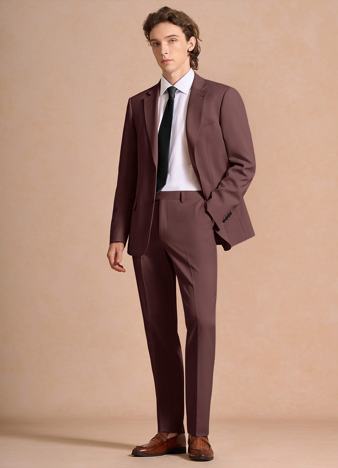 James Espresso Structured Stretch Suit | Suit Sets |Azazie