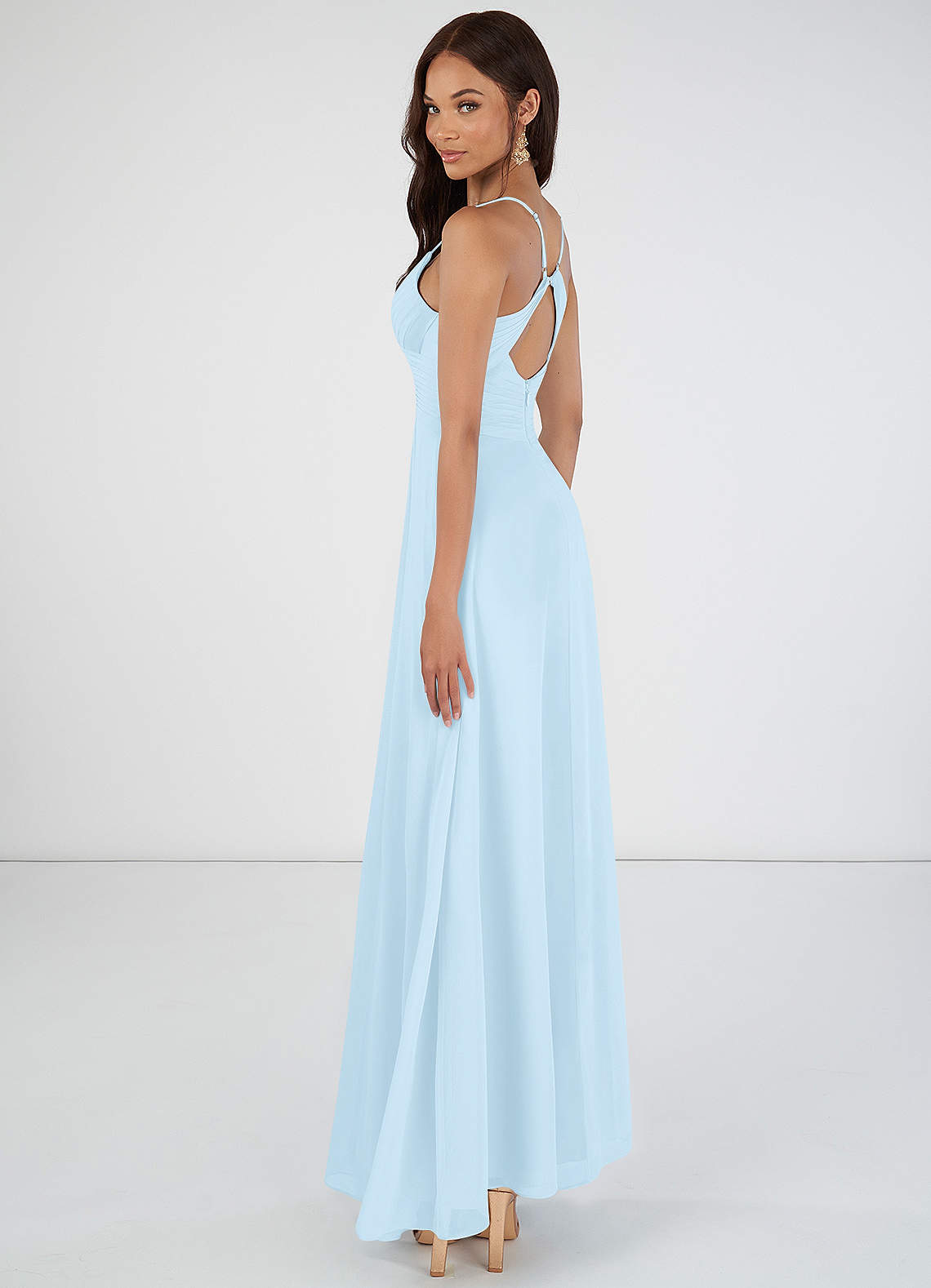 Azazie Haleigh Bridesmaid Dresses A-Line Pleated Chiffon Floor-Length Dress image1