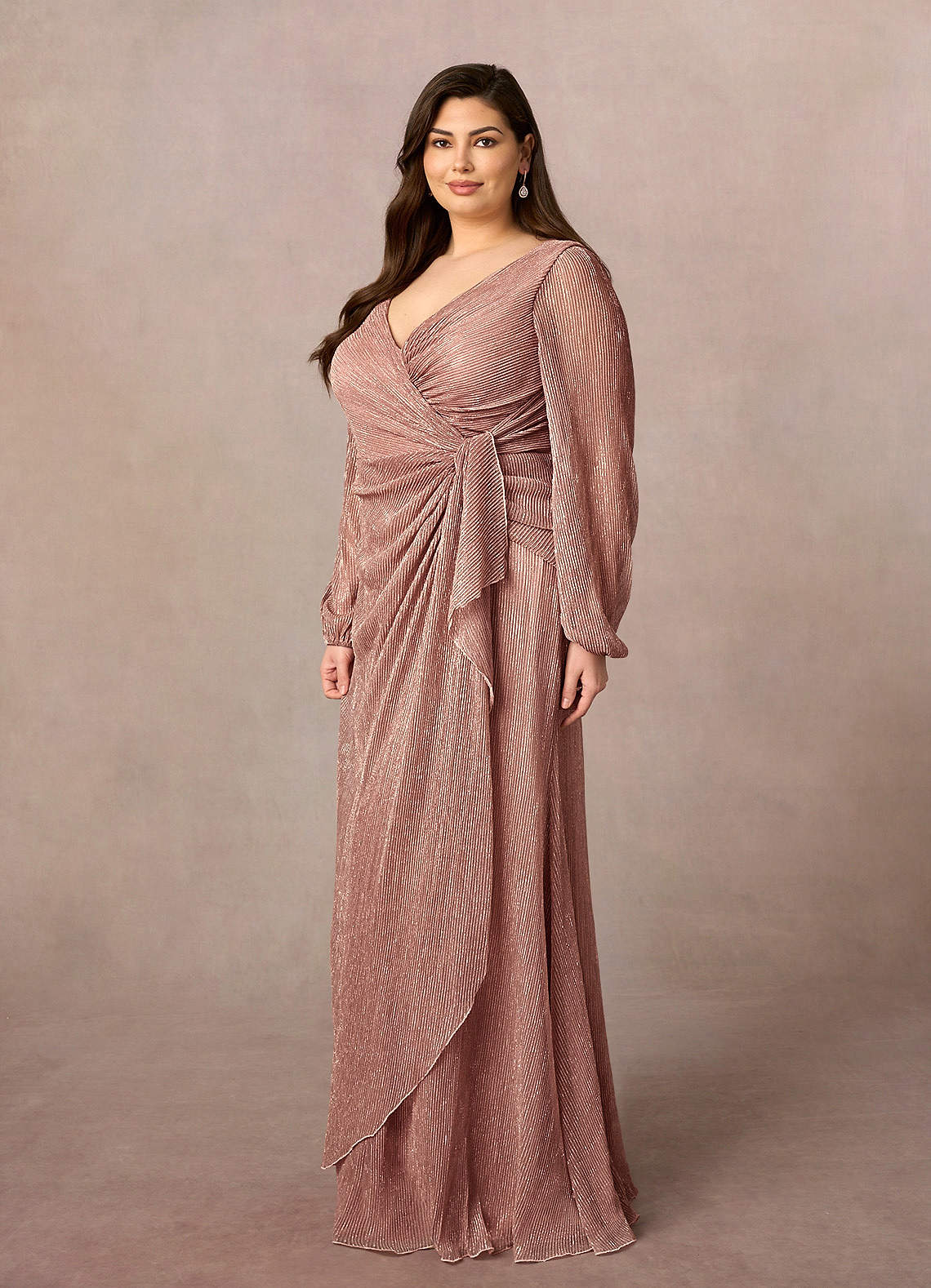 Azazie Sterling Mère de la mariée Robes Robe Trapèze en Maille métallique Rayé Or Rose image6