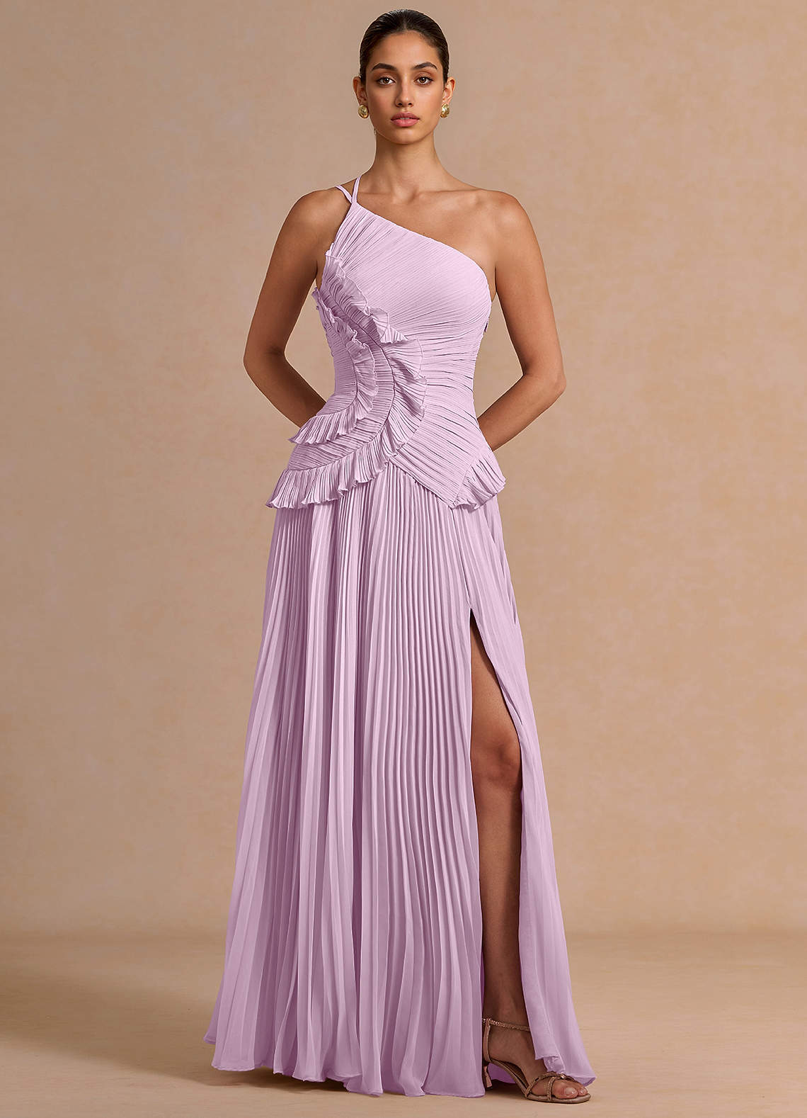 sheer panelled draped midaxi dress in dusty lilac Daria Draped Chiffon Maxi Dress - Light Lilac