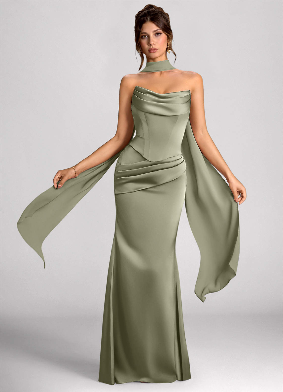 elegant satin maxi dress Cap Sleeve Beaded Lace Flowy Beach Wedding Dress Nude Pink main image 0