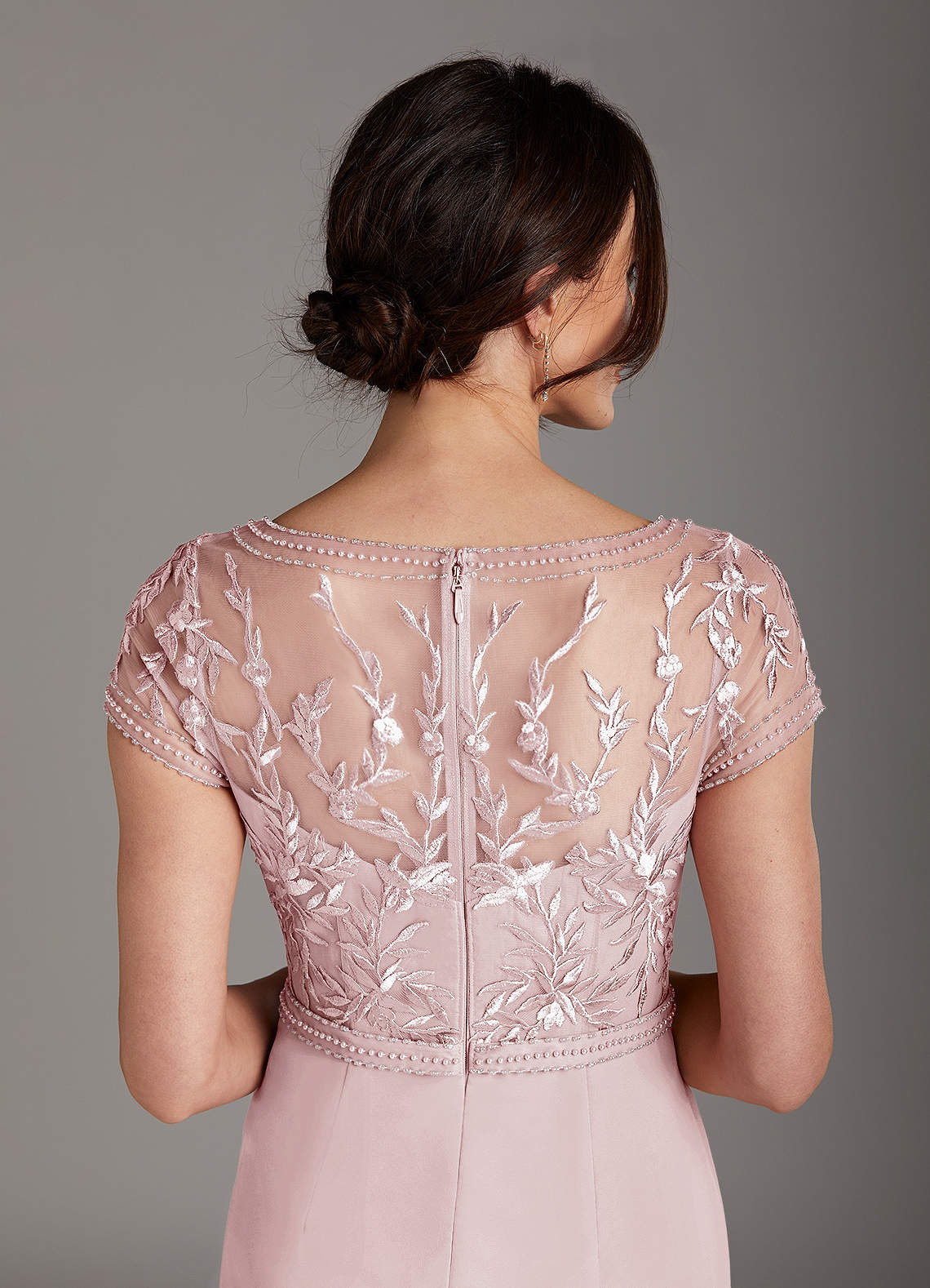 pink lace chiffon dress Gorgeous Crew Long Pink Chiffon Prom Dress with White Lace Top US10 / Custom Color