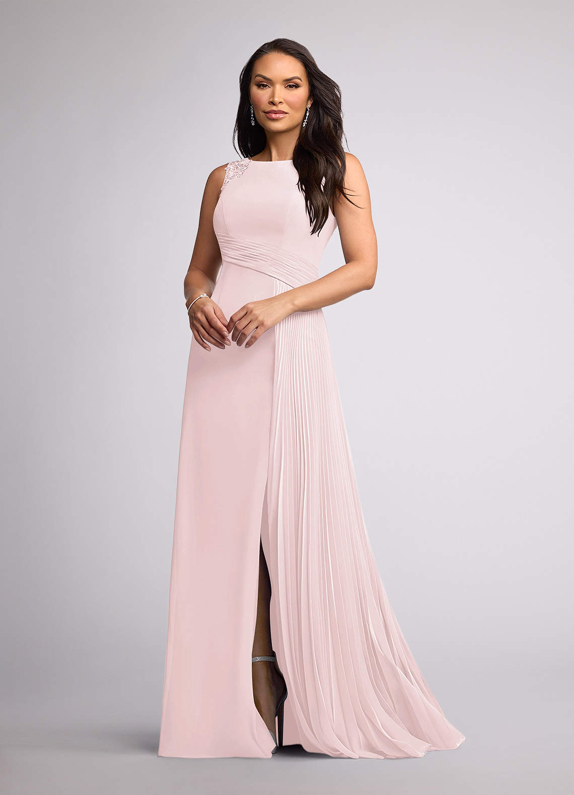 Azazie Galvan Mother of the Bride Dresses Blushing Pink A-Line Sequins Chiffon Dress image1