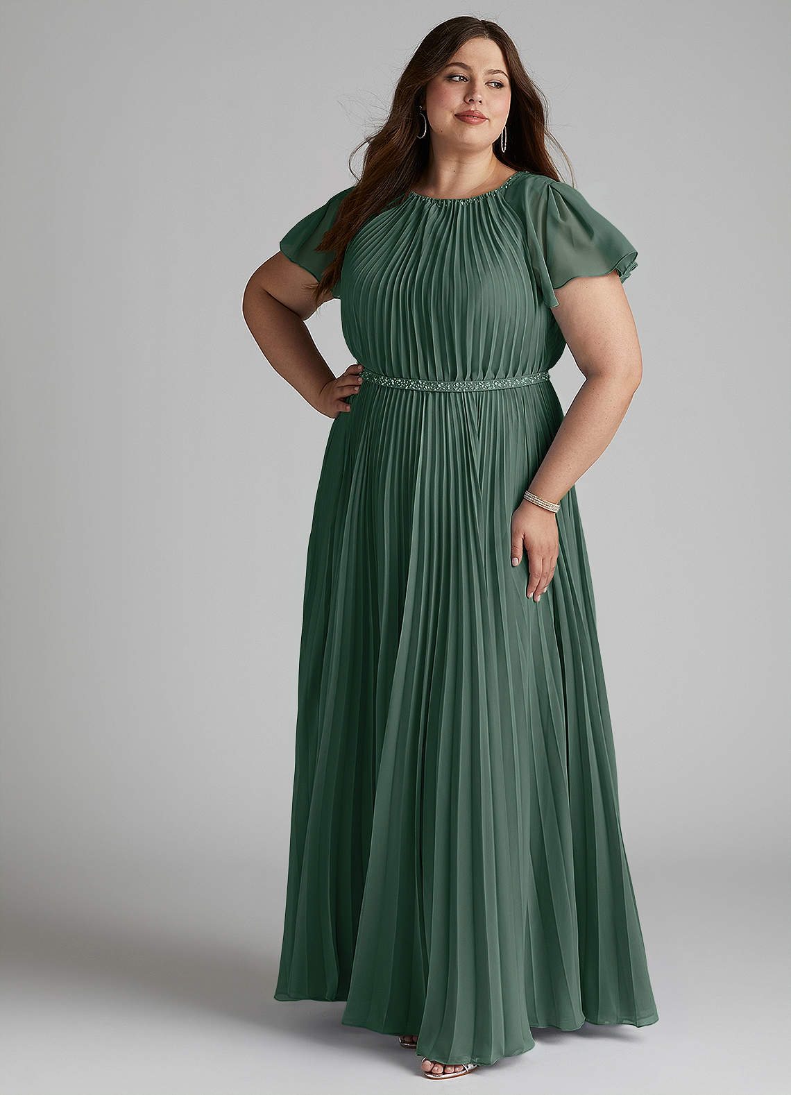 Azazie Kara At-home Try On Dresses A-Line Pleated Chiffon Floor-Length Dress image12