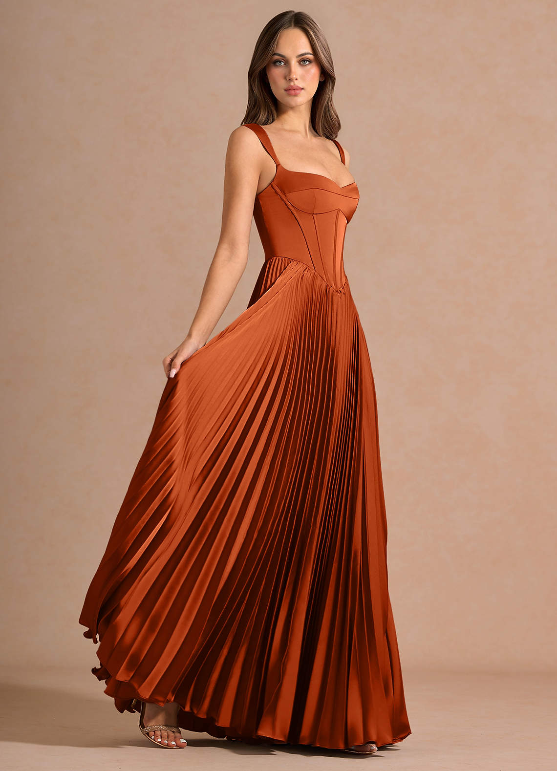 Avenelle Rust Maxi Dress | Azazie CA