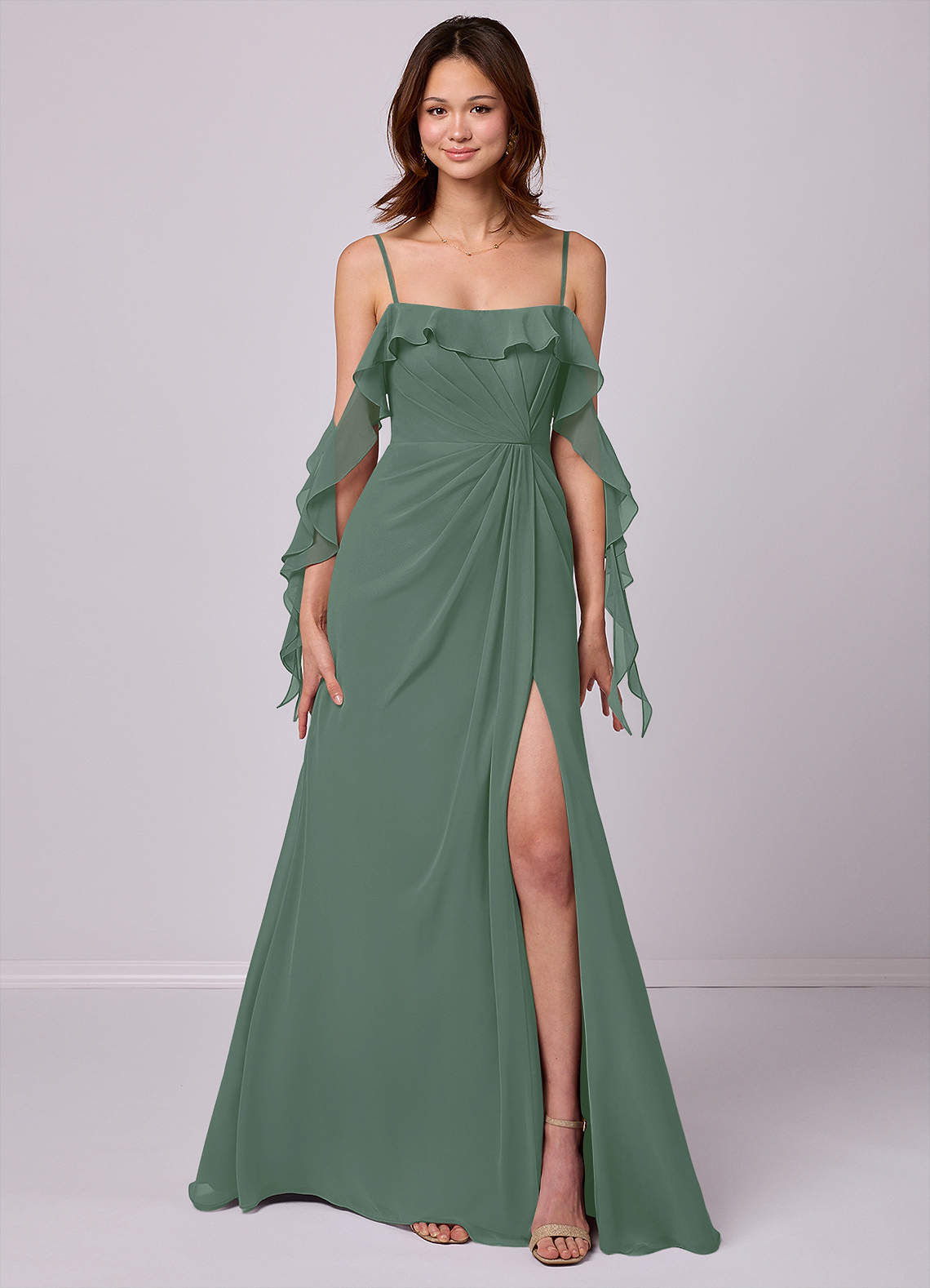 Barbie ♥ Azazie Bridesmaid Dresses A-Line Off the Shoulder Chiffon Floor-Length Dress image6