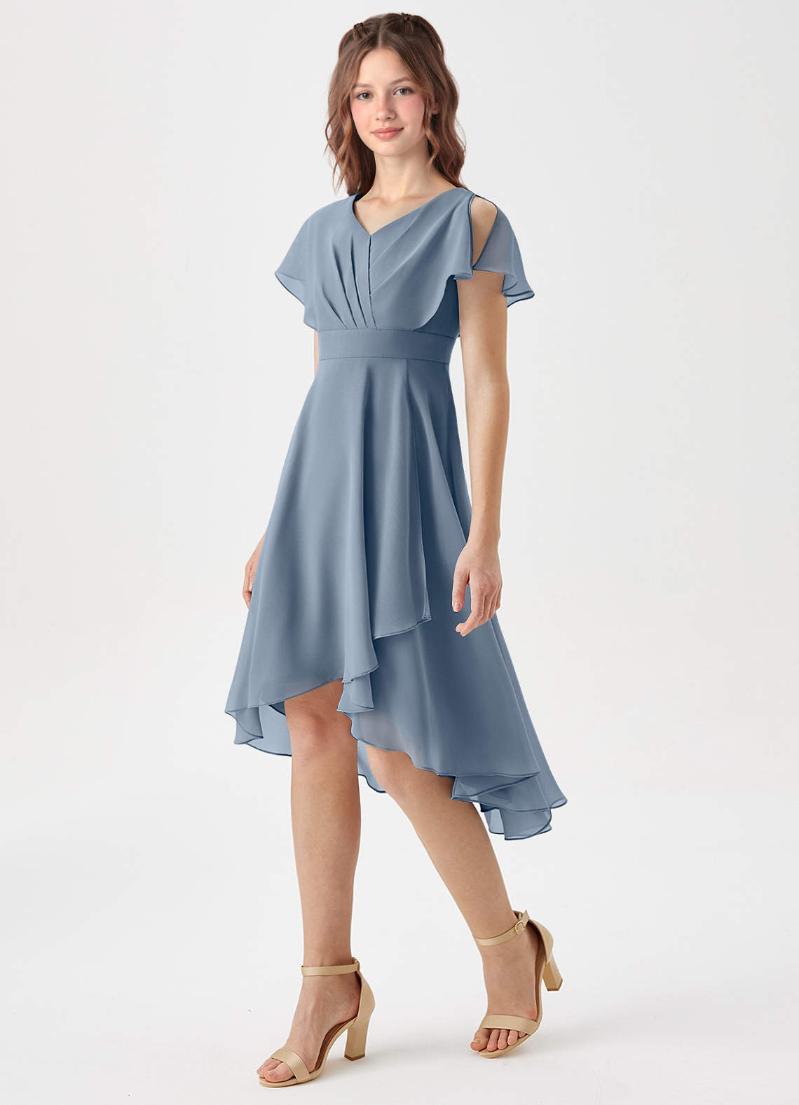 Azazie Graciela Junior Twilight A-Line Pleated Chiffon Dress image1