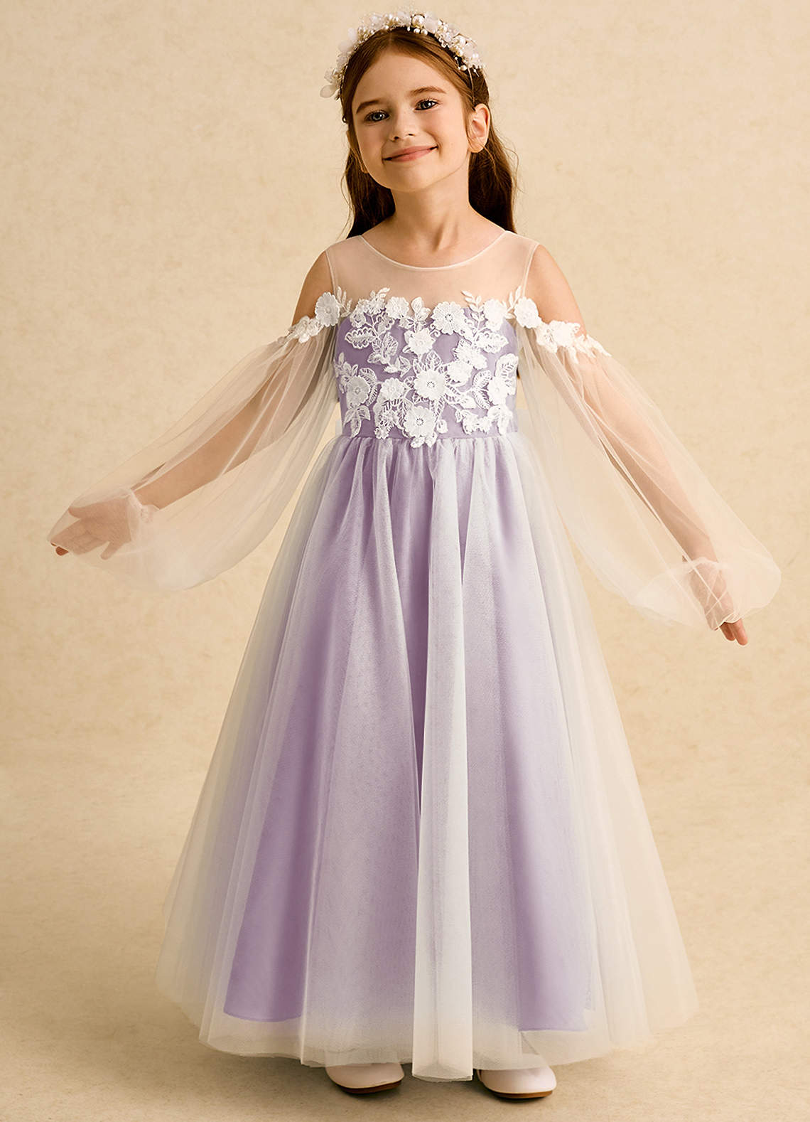 アンドレスドvolume soft tulle dress CD CD0187W - Tea Length Shimmering Tulle Wedding Dress with