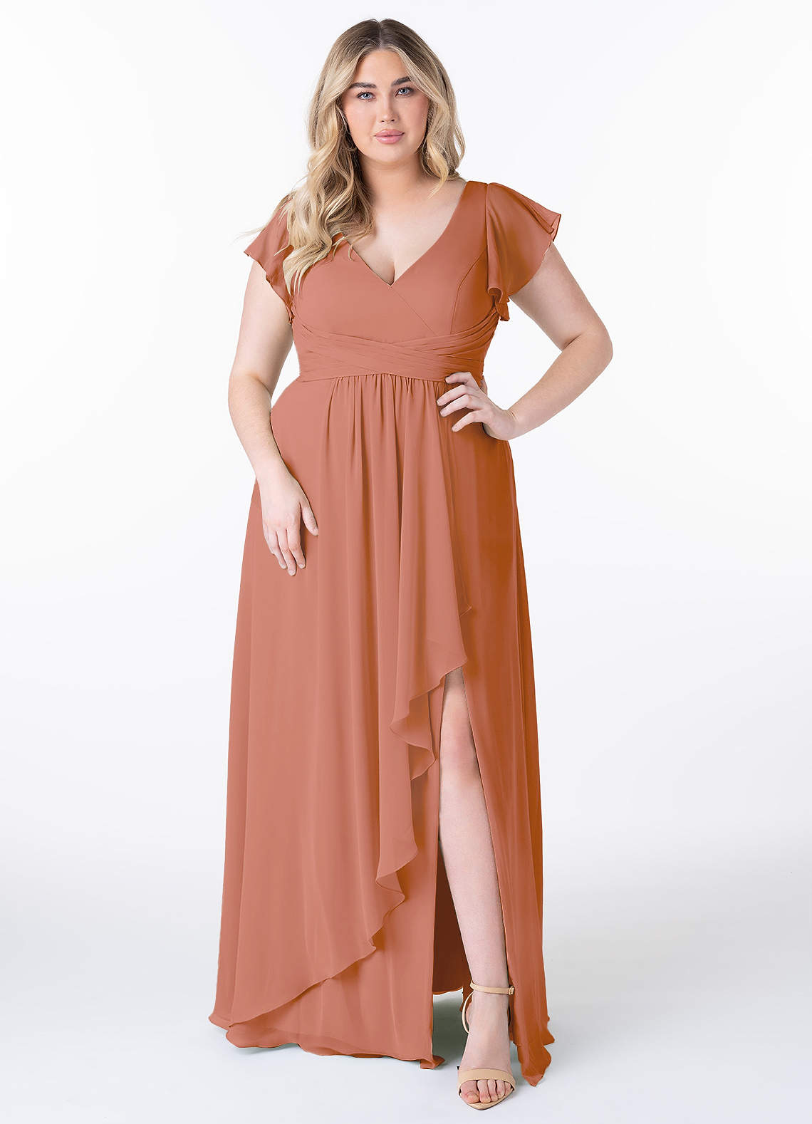 Azazie Omari Bridesmaid Dresses MAI TAI A-Line Chiffon Dress image6