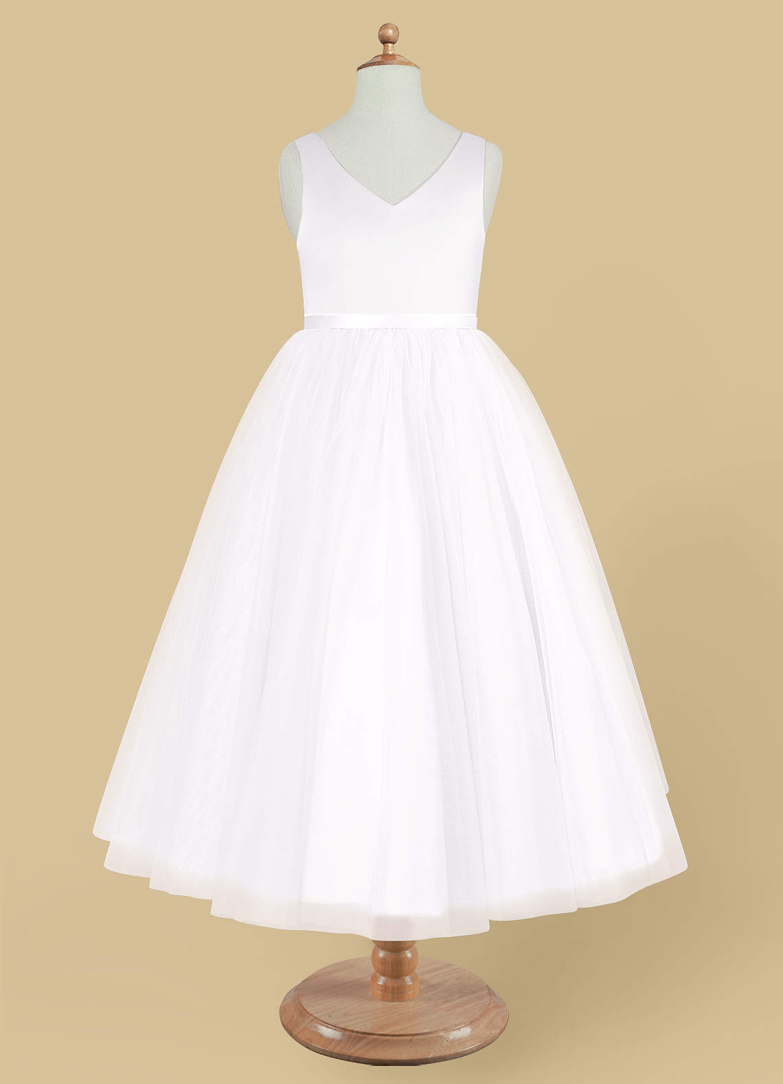 Azazie Marybell White A-Line Bow Tulle Dress | Azazie