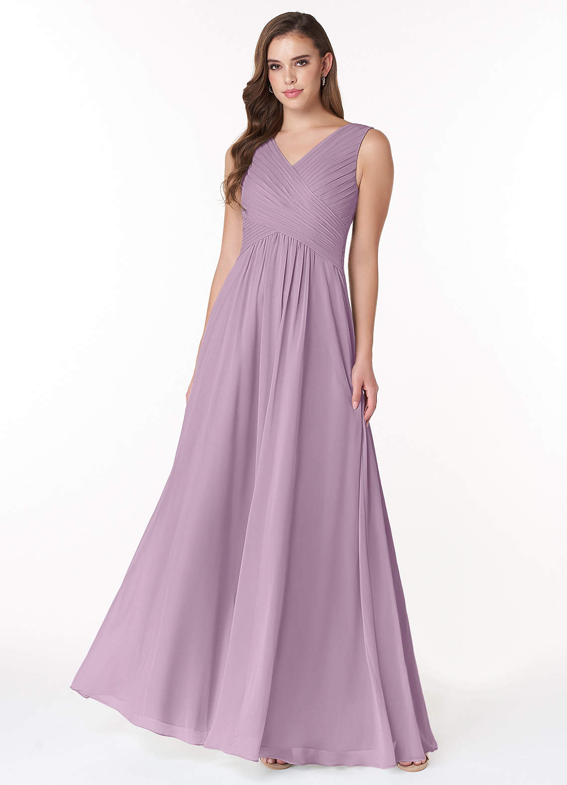 Azazie Flora Bridesmaid Dresses Wisteria A-Line Pleated Chiffon Dress image1