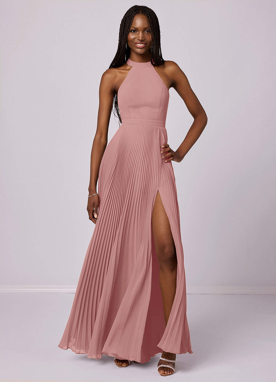 Barbie  AZAZIE 1029 Ready to Ship Dusty Rose Chiffon Bridesmaid Dresses |  Azazie