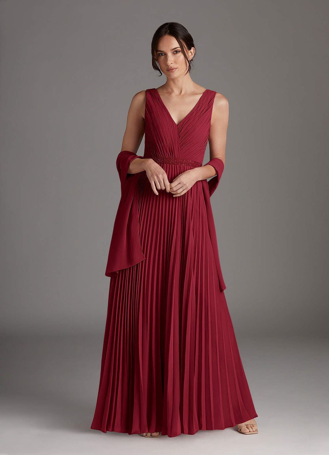 Azazie Kris Mother of the Bride Dresses Burgundy A-Line Sequins Chiffon Dress image1
