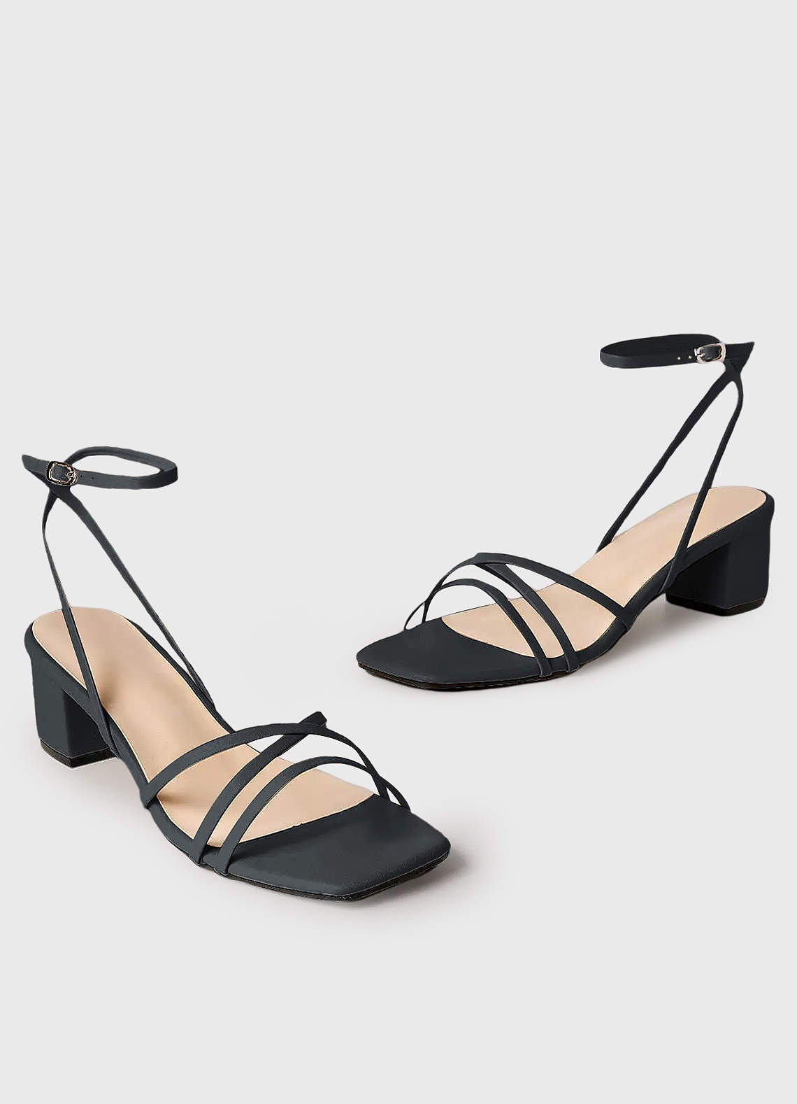 front Cross Strips Block Heel Sandals