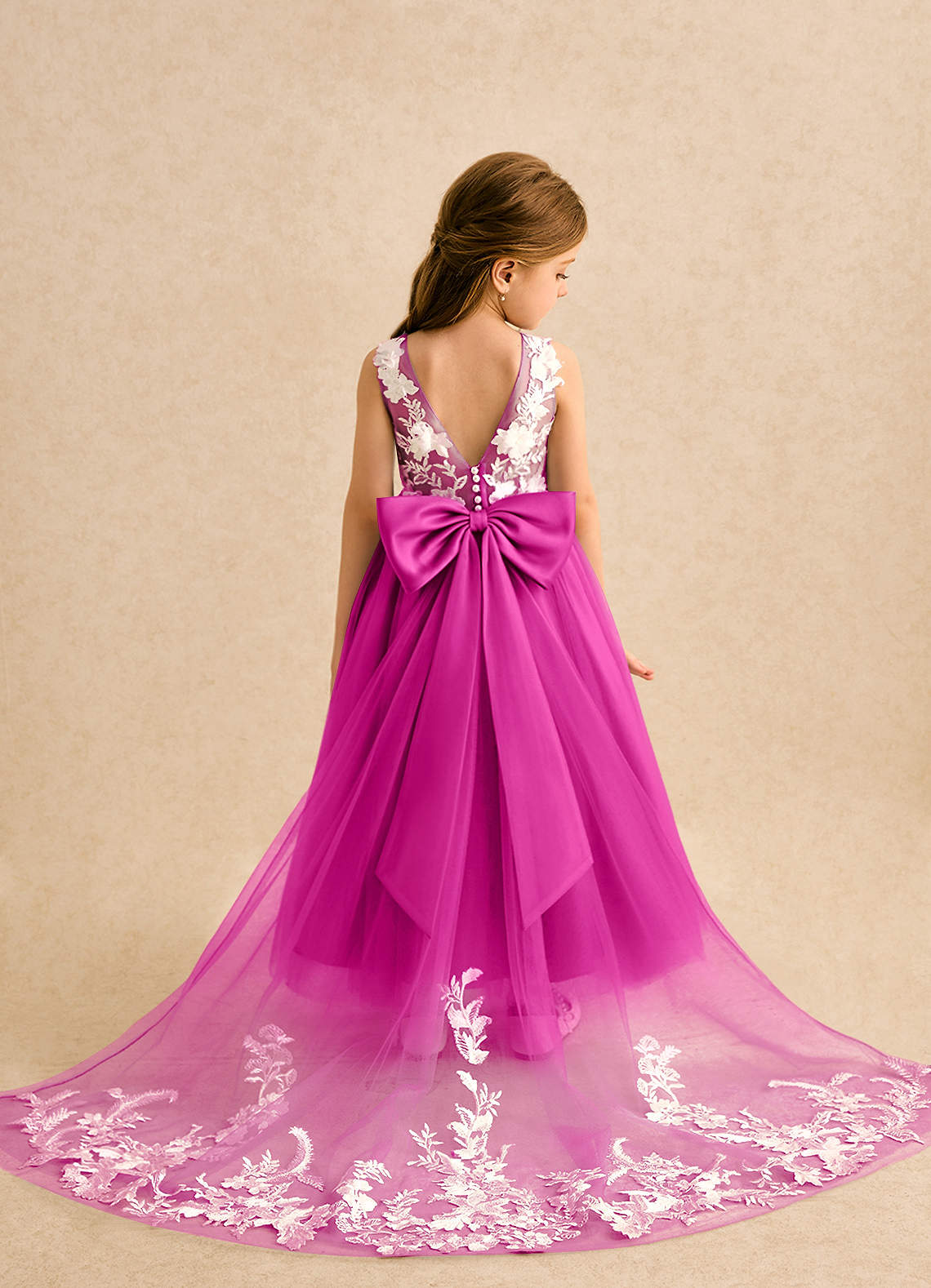Azazie Mixie Fuchsia Ball-Gown Lace Dress | Azazie