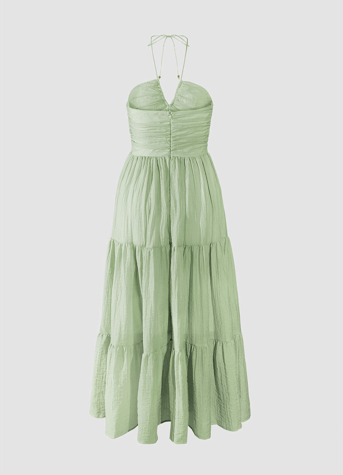 Halter Neck A-Line Chiffon Sleeveless Bow Dresses Dusty Sage main image 1