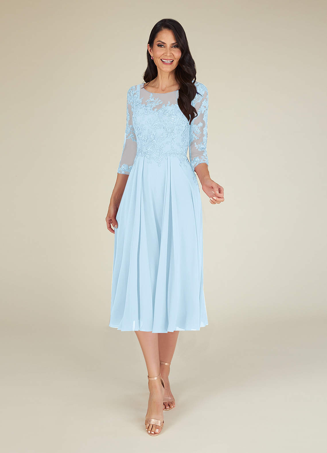 Blue Chiffon Tea Dress