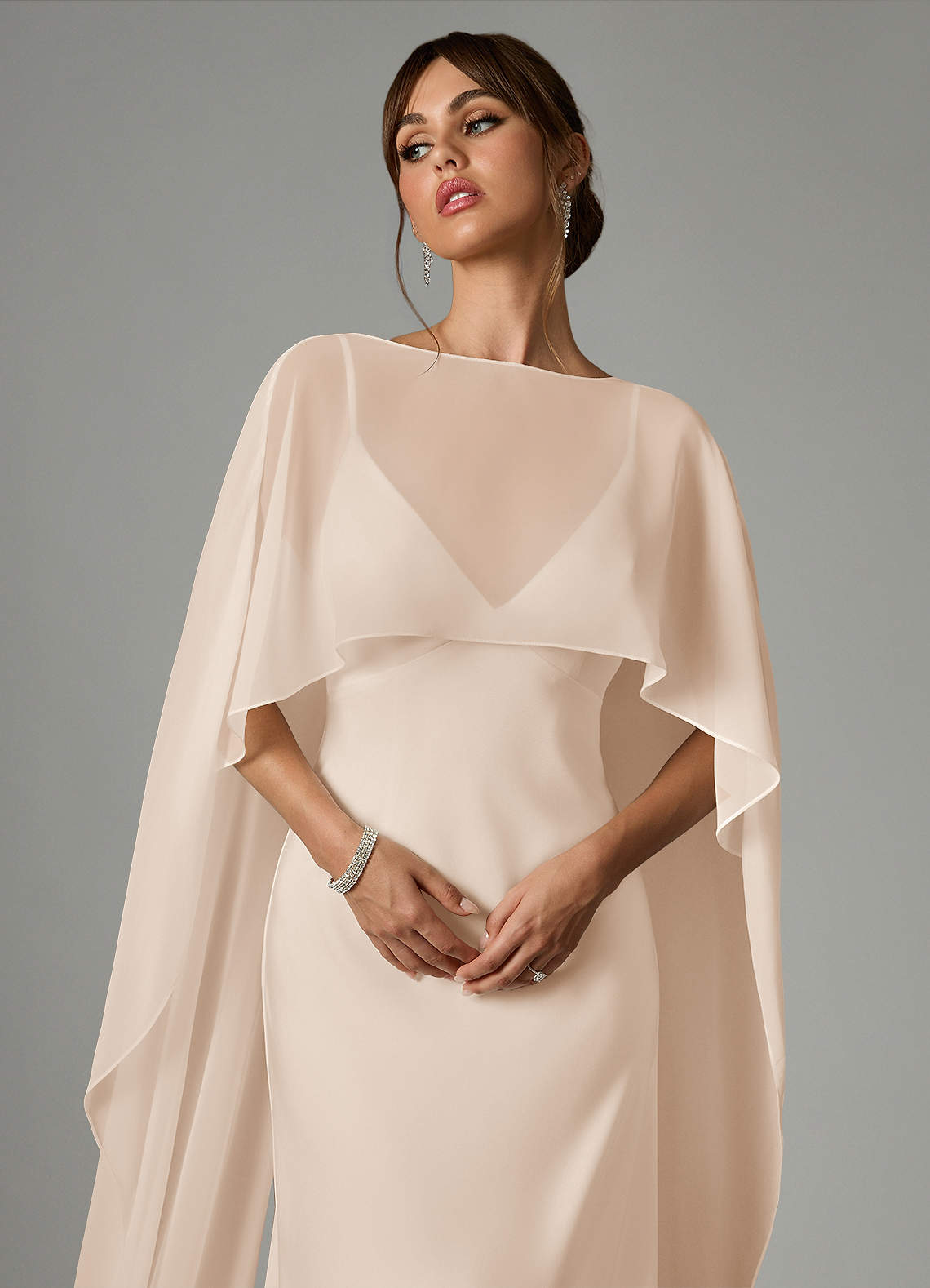 Azazie Stefania Abiti da Damigella Abito A-Line in Raso Elasticizzato Alabastro Bianco image4