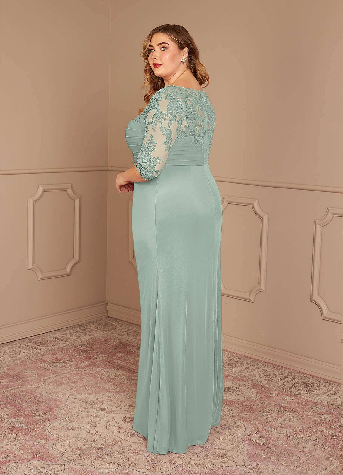 Azazie Alisondra Kleider für die Brautmutter Etui Schaufel Spitze Spitze Kleid Agave image9