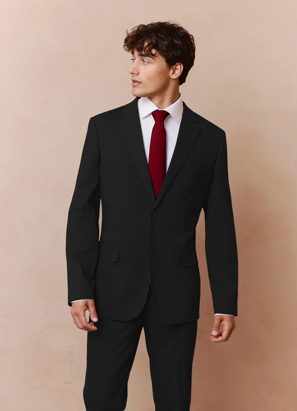 front Savile Black Wool Blend Suit