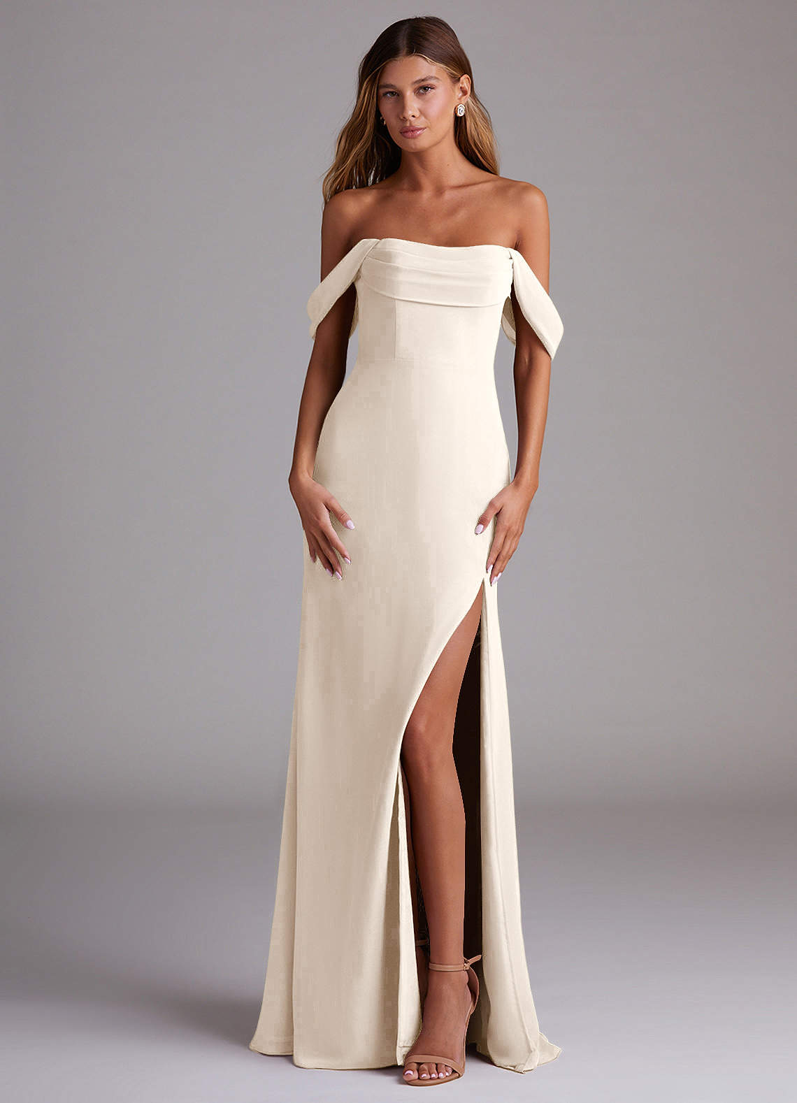 azazie white alabaster bridesmaid dress Saige perfect for weddings event One striped light blue Size:16 +$20