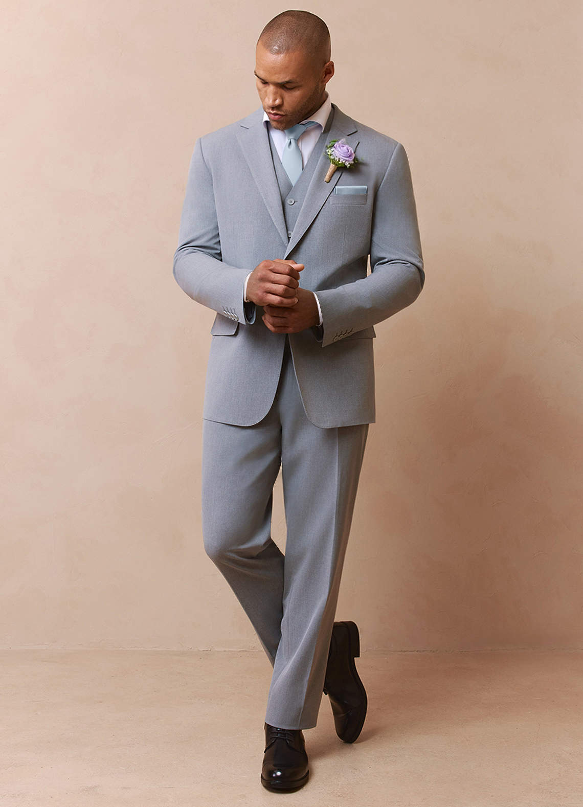 front Savile Grey Wool Blend 3-Piece Suit