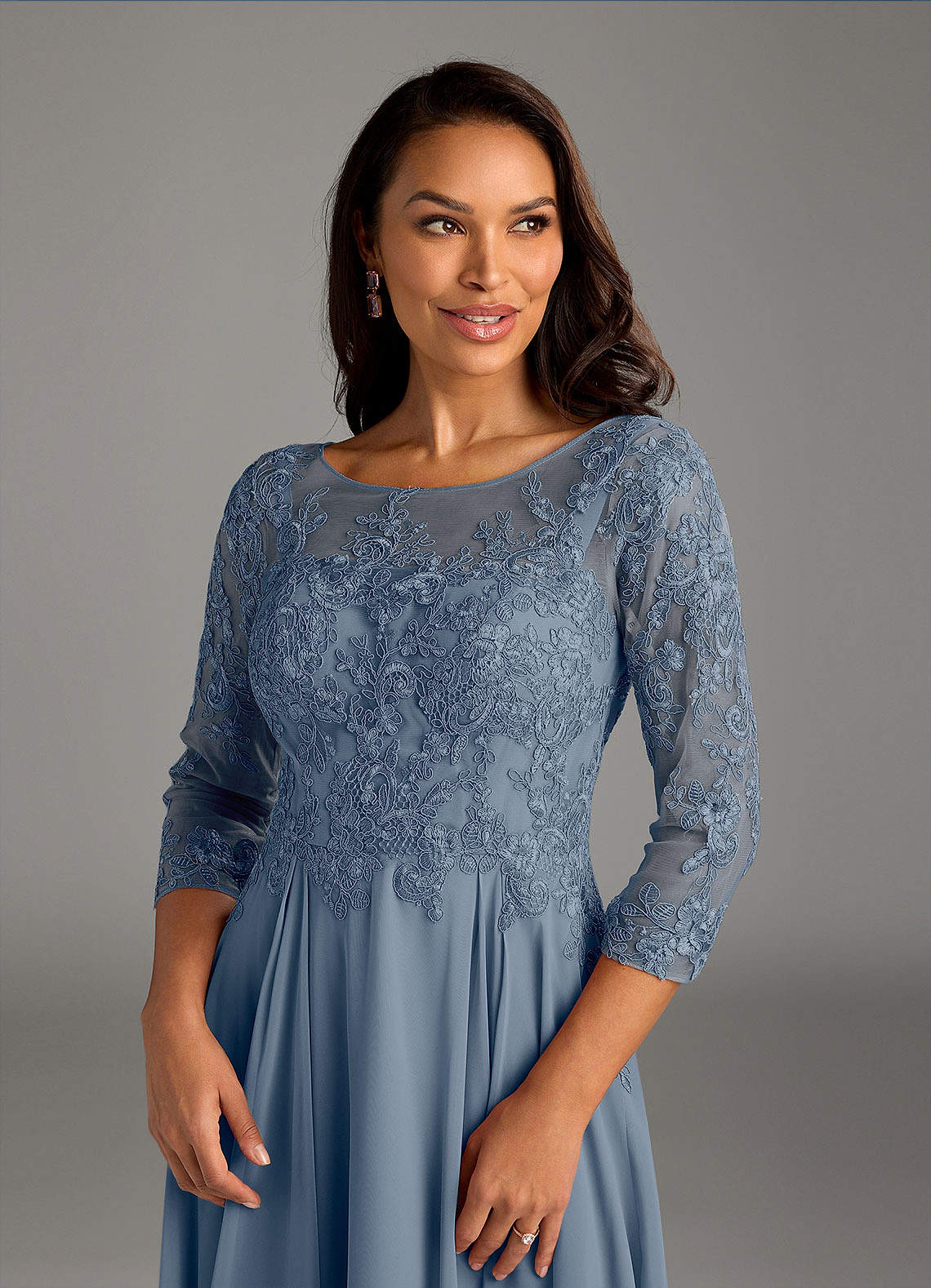 Azazie Marge Mother of the Bride Dresses Twilight A-Line Scoop Lace Chiffon Dress image4