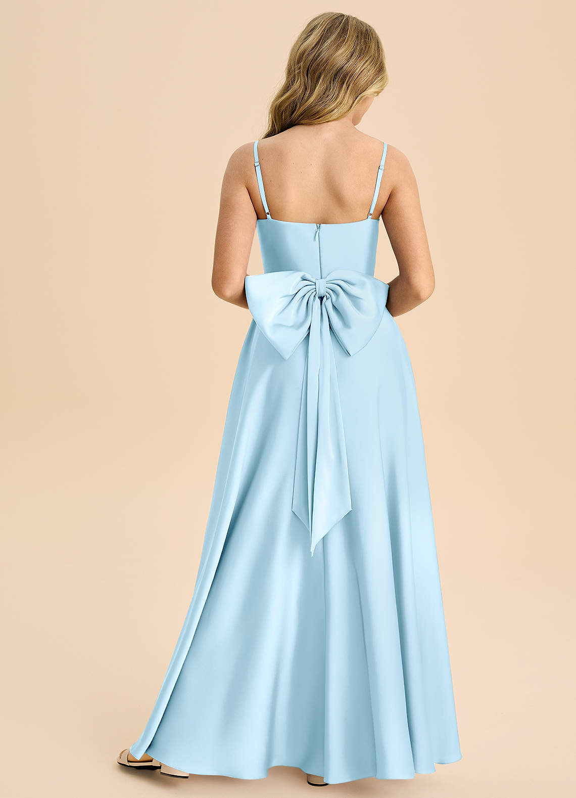 Azazie Bear Junior Sky Blue A-Line Sweetheart Neckline Stretch Satin Dress image1