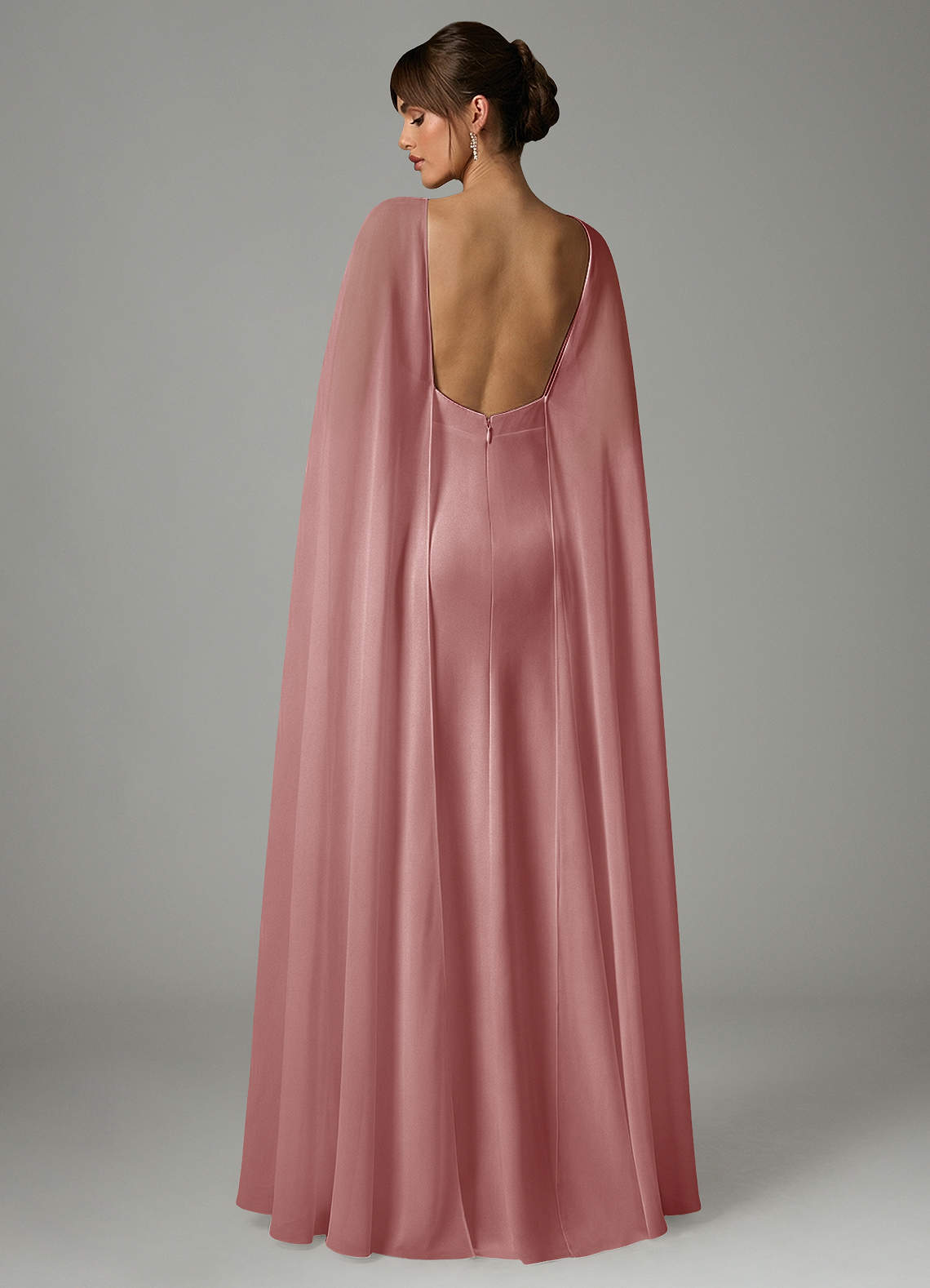 Azazie Stefania Vestidos de damas de honor Vestido de Rosa Polvorienta de Satén Elástico de Corte en A image3